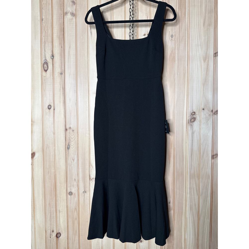NWT Lulus Moment Maker Black Square Neck Trumpet Midi Dress Party Elegant Size S - Picture 2 of 8